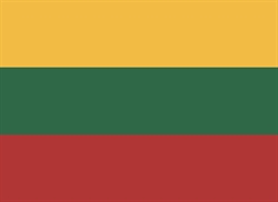 [ai] The national flag of Lithuania featuring three horizontal stripes: yellow at the top, green in the middle, and red at the bottom.